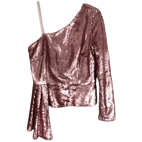Aidan Mattox rose gold sequin blouse - Picture 6 of 8